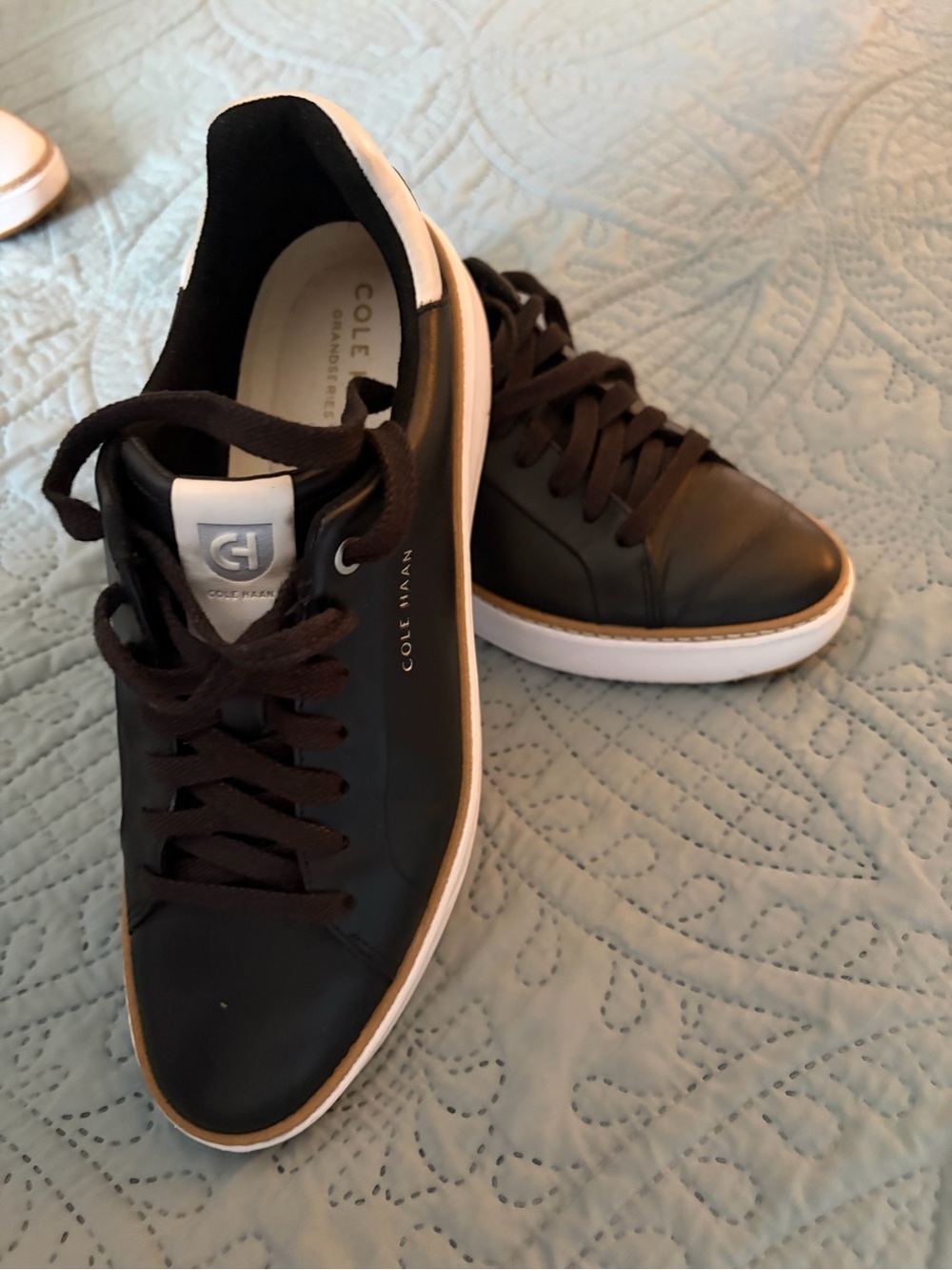 Cole Haan Black & White womens Leather Sneakers - Picture 2 of 4